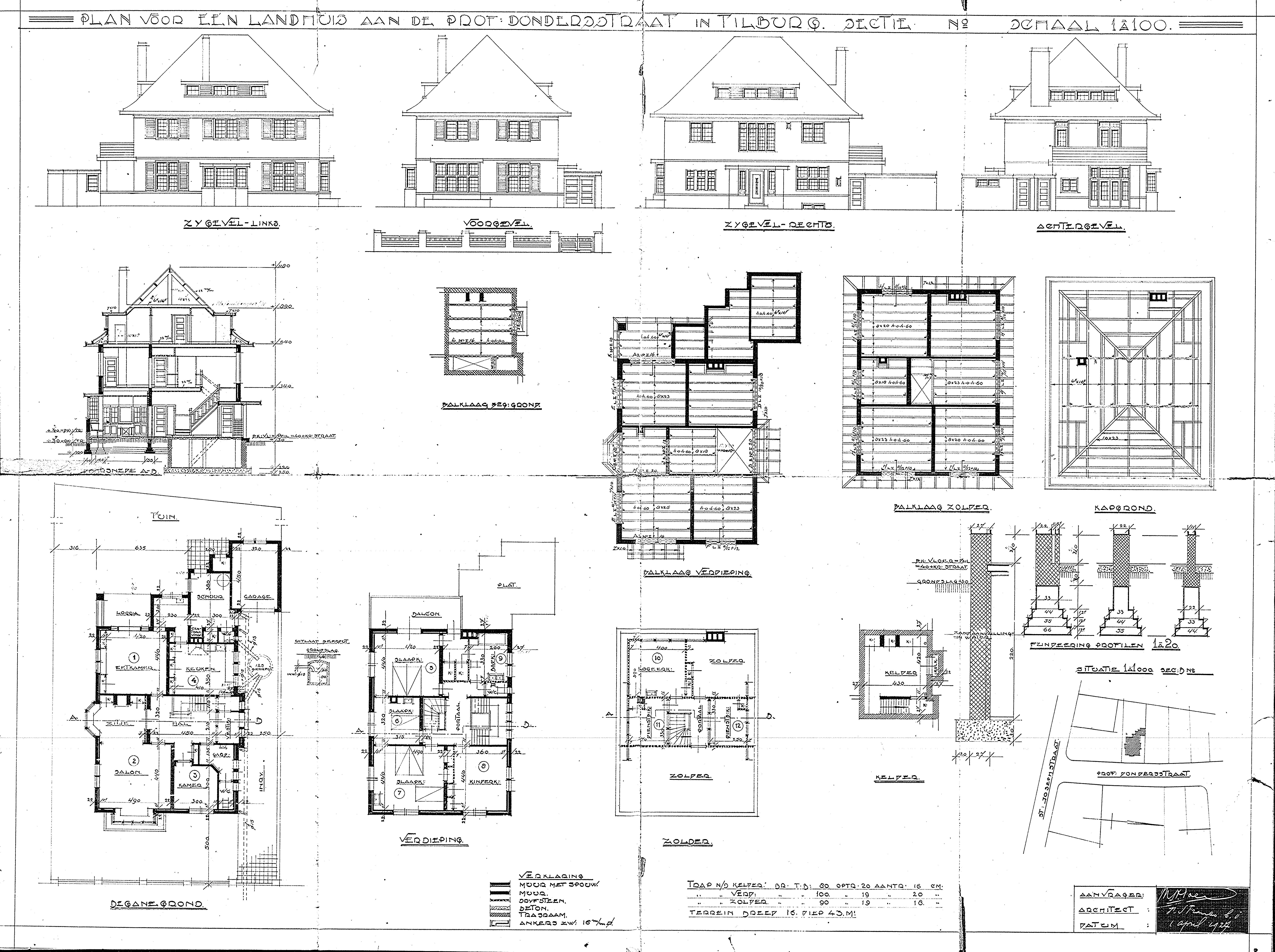 Originele bouwtekening gemeente Tilburg